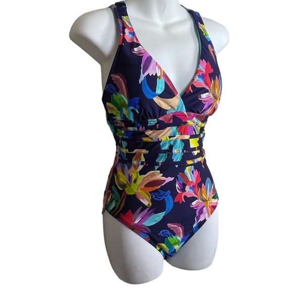 La Blanca By The Sea Multi Strap Cross Back Mio Swimsuit Indigo 8 - Picture 5 of 9